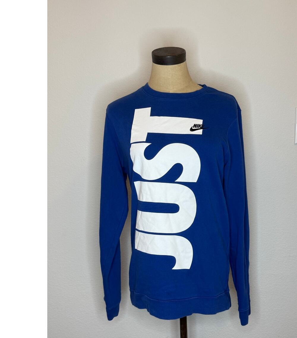 NIKE JUST DO IT Blue Crew neck sweatshirt top shirt Women Small S
